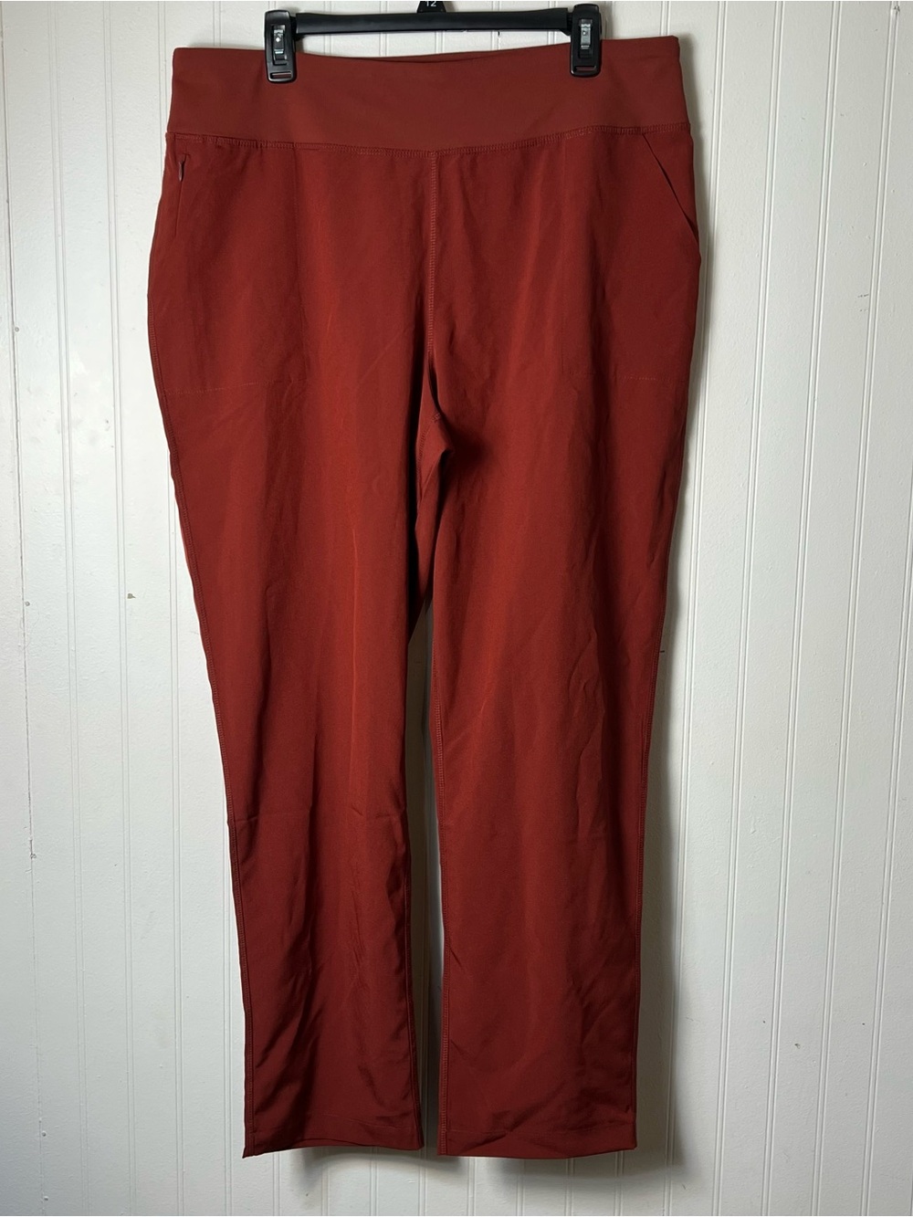 High-Rise Women's Stretch Straight-Leg Pants — Rust